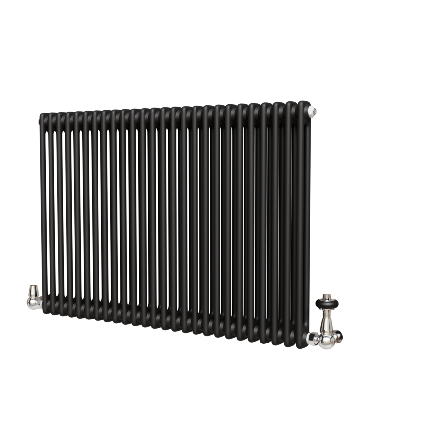 Reggio Midnight Black Horizontal Double Column Traditional Radiator 800x1190mm 4091 BTU - Cast Iron Style