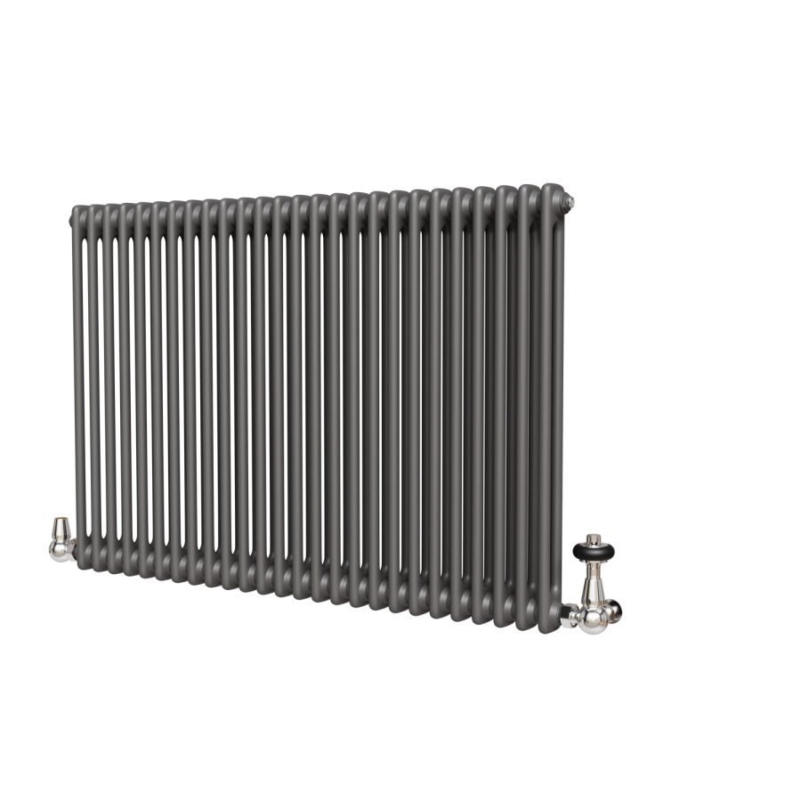 Reggio Anthracite Horizontal Double Column Traditional Radiator 800x1190mm 4091 BTU - Cast Iron Style