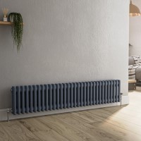 Reggio Anthracite Horizontal Double Column Traditional Radiator 300x1460mm 2614 BTU - Cast Iron Style Reggio Anthracite Horizontal Double Column Traditional Radiator 300x1460mm 2614 BTU - Cast Iron Style