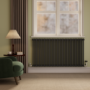Reggio Midnight Black Horizontal Double Column Traditional Radiator 800x1460mm 5035 BTU - Cast Iron Style