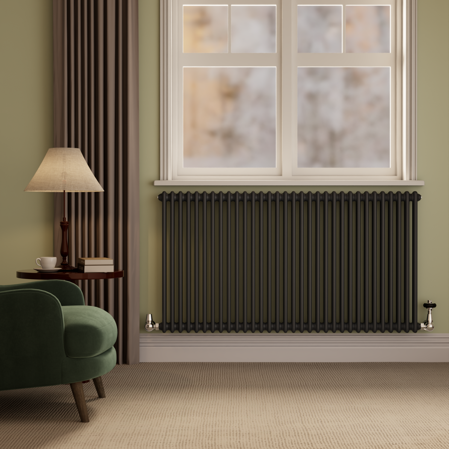Reggio Midnight Horizontal Double Column Radiator 800X1460mm 6598 Btu Cast Iron Style HCD32-800-BCT - Image 2