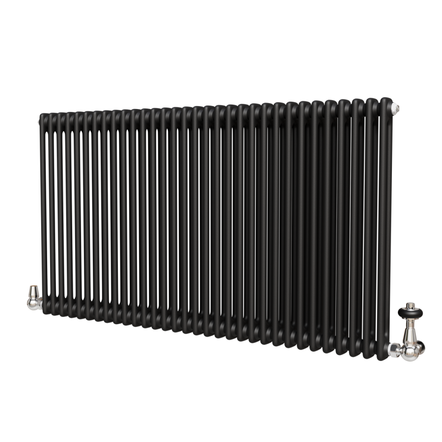 Reggio Midnight Black Horizontal Double Column Traditional Radiator 800x1460mm 5035 BTU - Cast Iron Style