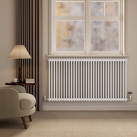 Reggio White Horizontal Double Column Traditional Radiator 800x1460mm 5035 BTU - Cast Iron Style
