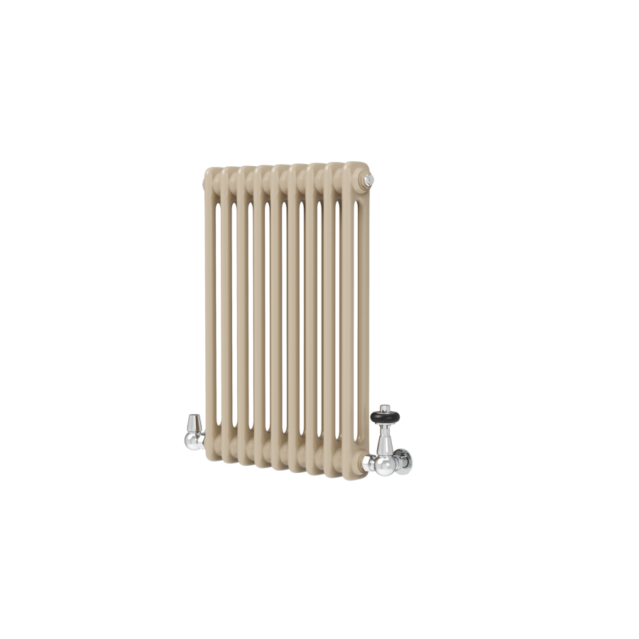 Reggio Beige grey Horizontal Double Column Traditional Radiator 600x425mm 1416 BTU - Cast Iron Style