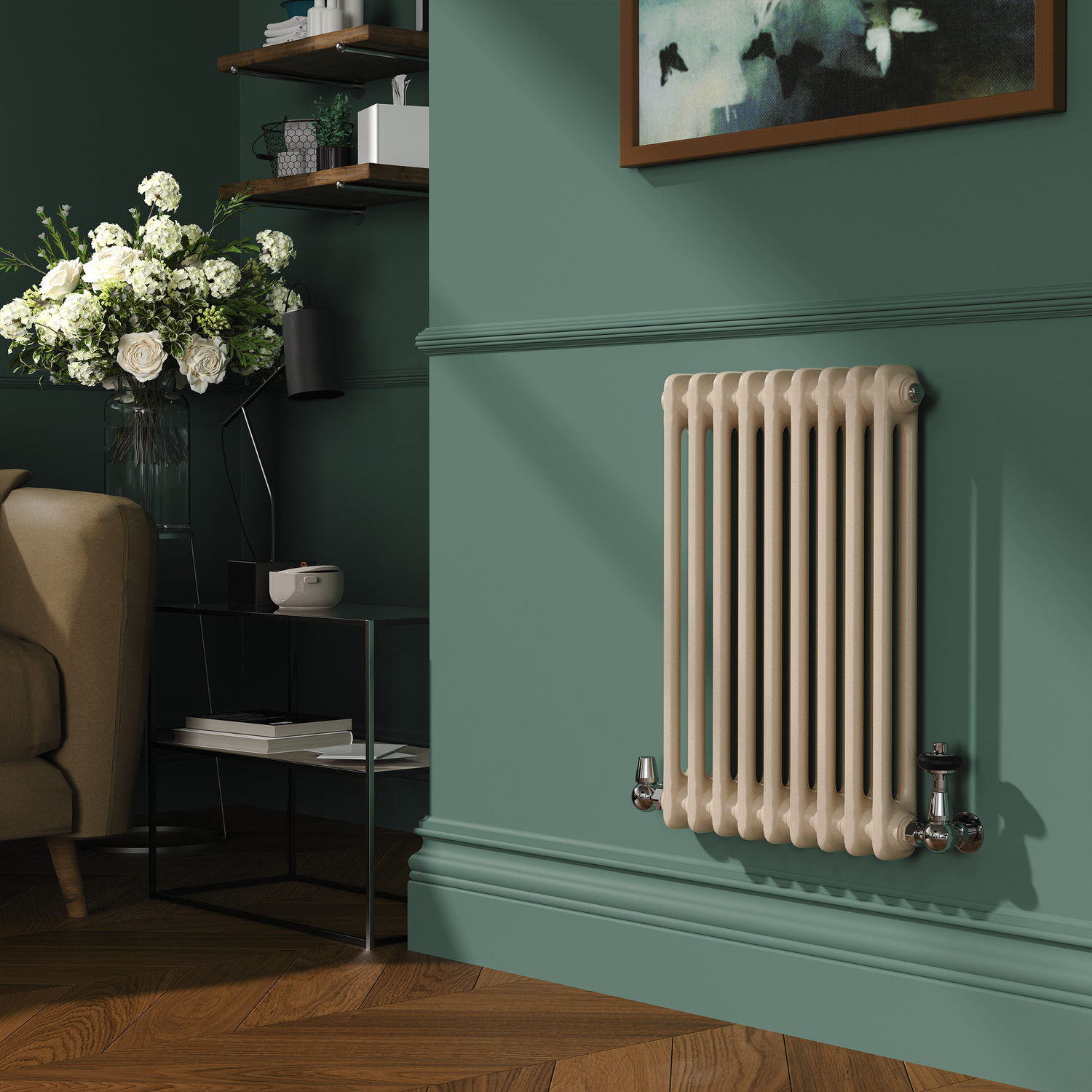 Reggio Cleopatra Horizontal Double Column Traditional Radiator 600X425mm 1416 Btu - Cast Iron Style