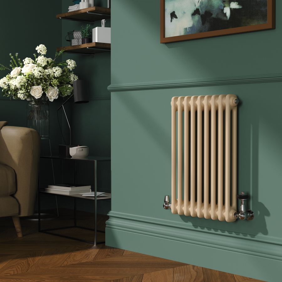 Reggio Elk brown Horizontal Double Column Traditional Radiator 600x425mm 1416 BTU - Cast Iron Style