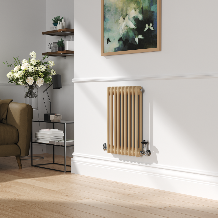 Reggio Elk brown Horizontal Double Column Traditional Radiator 600x425mm 1416 BTU - Cast Iron Style