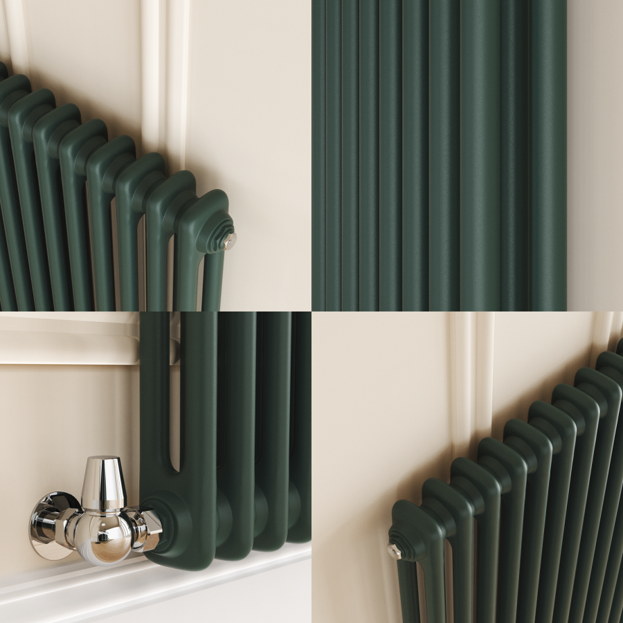 Reggio Evergreen Horizontal Double Column Traditional Radiator 600x425mm 1416 BTU - Cast Iron Style