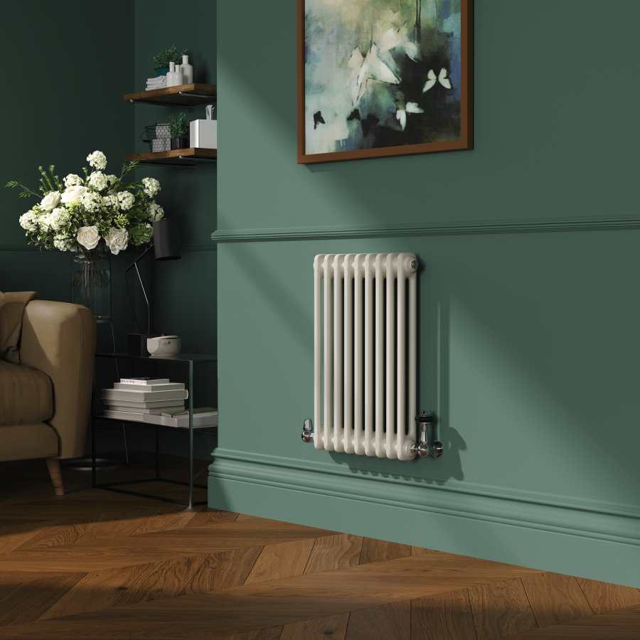 Reggio Linen Horizontal Double Column Traditional Radiator 600x425mm 1416 BTU - Cast Iron Style