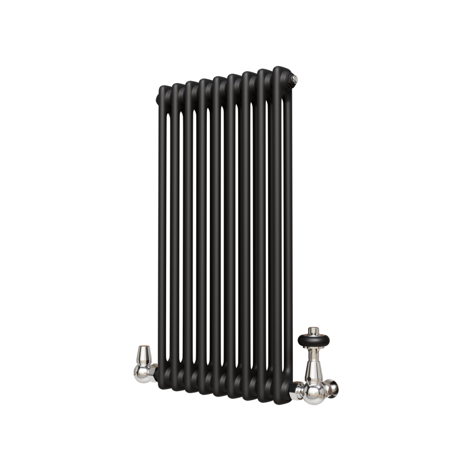 Reggio Midnight Black Horizontal Double Column Traditional Radiator 800x425mm 1416 BTU - Cast Iron Style