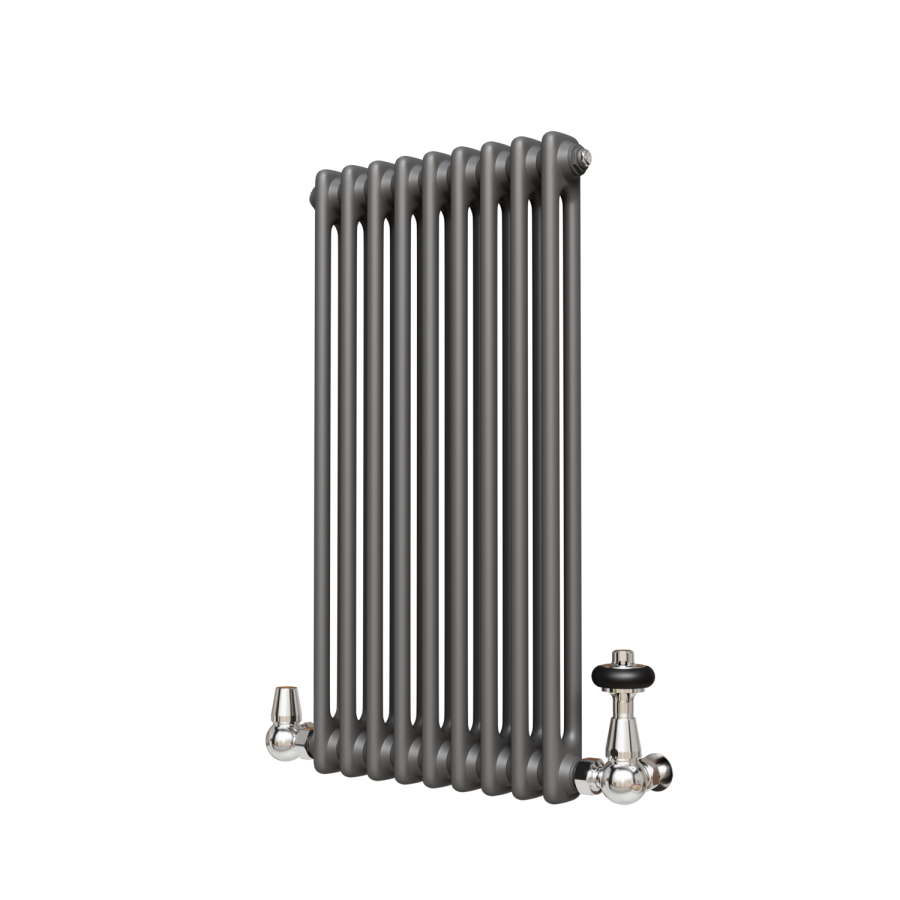 Reggio Anthracite Horizontal Double Column Traditional Radiator 800x425mm 1416 BTU - Cast Iron Style