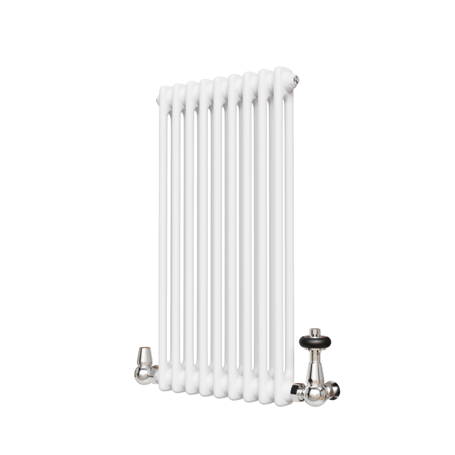 Reggio White Horizontal Double Column Traditional Radiator 800x425mm 1416 BTU - Cast Iron Style
