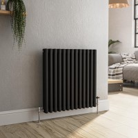 Reggio Midnight Black Horizontal Triple Column Traditional Radiator 600x605mm 2586 BTU - Cast Iron Style Reggio Midnight Black Horizontal Triple Column Traditional Radiator 600x605mm 2586 BTU - Cast Iron Style