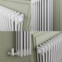Reggio White Horizontal Triple Column Traditional Radiator 800x830mm 3581 BTU - Cast Iron Style