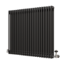 Reggio Midnight Black Horizontal Triple Column Traditional Radiator 800x1010mm 4377 BTU - Cast Iron Style