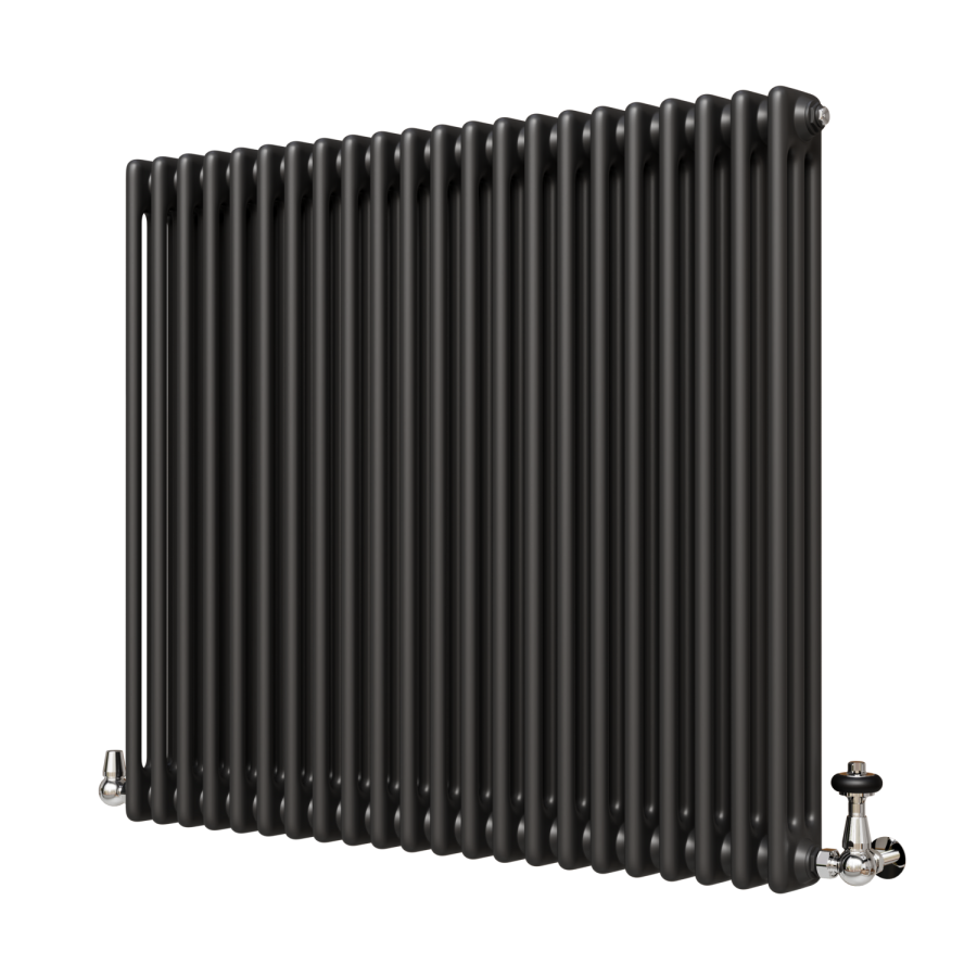 Reggio Midnight Black Horizontal Triple Column Traditional Radiator 800x1010mm 4377 BTU - Cast Iron Style