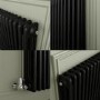 Reggio Midnight Black Horizontal Triple Column Traditional Radiator 800x1010mm 4377 BTU - Cast Iron Style