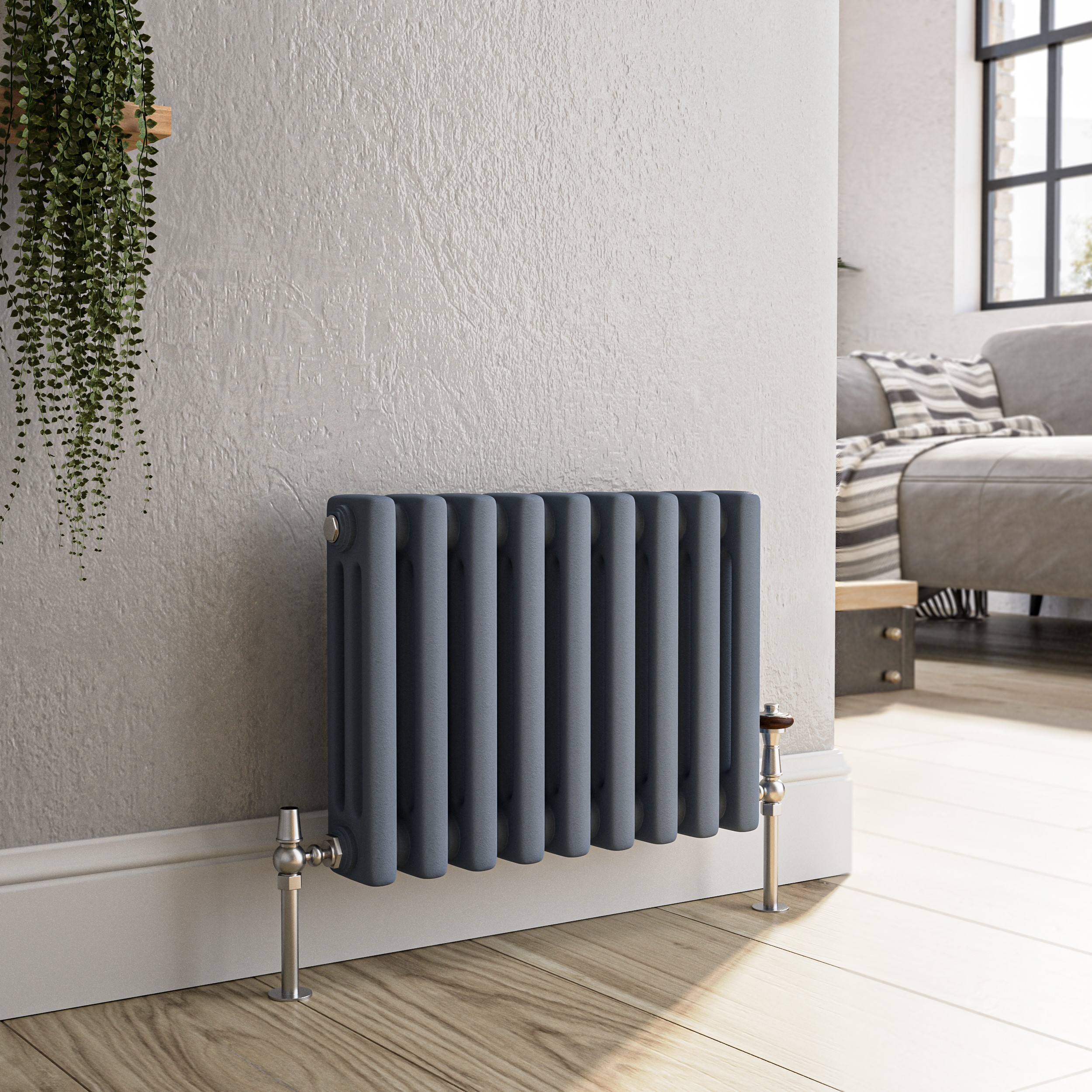 Reggio Anthracite Horizontal Column Radiator - Classic Cast Iron Style - Various Sizes