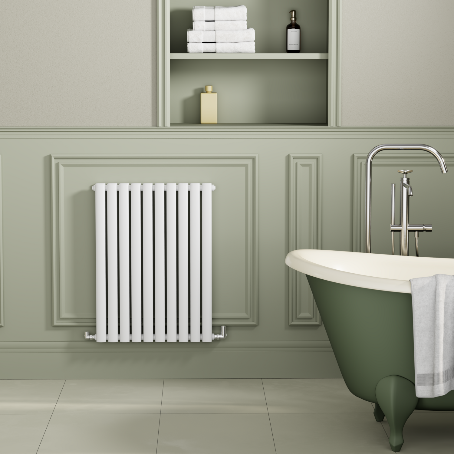 Sorrento White Horizontal Oval Designer Radiator 800X590mm Double Panel 3045 Btu