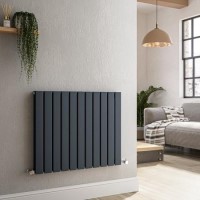 Riace Anthracite Horizontal Flat Designer Radiator 600x748mm Double Panel 2827 BTU Riace Anthracite Horizontal Flat Designer Radiator 600x748mm Double Panel 2827 BTU