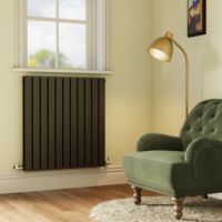 Riace Midnight Black Horizontal Flat Designer Radiator 800x748mm Double Panel 2827 BTU