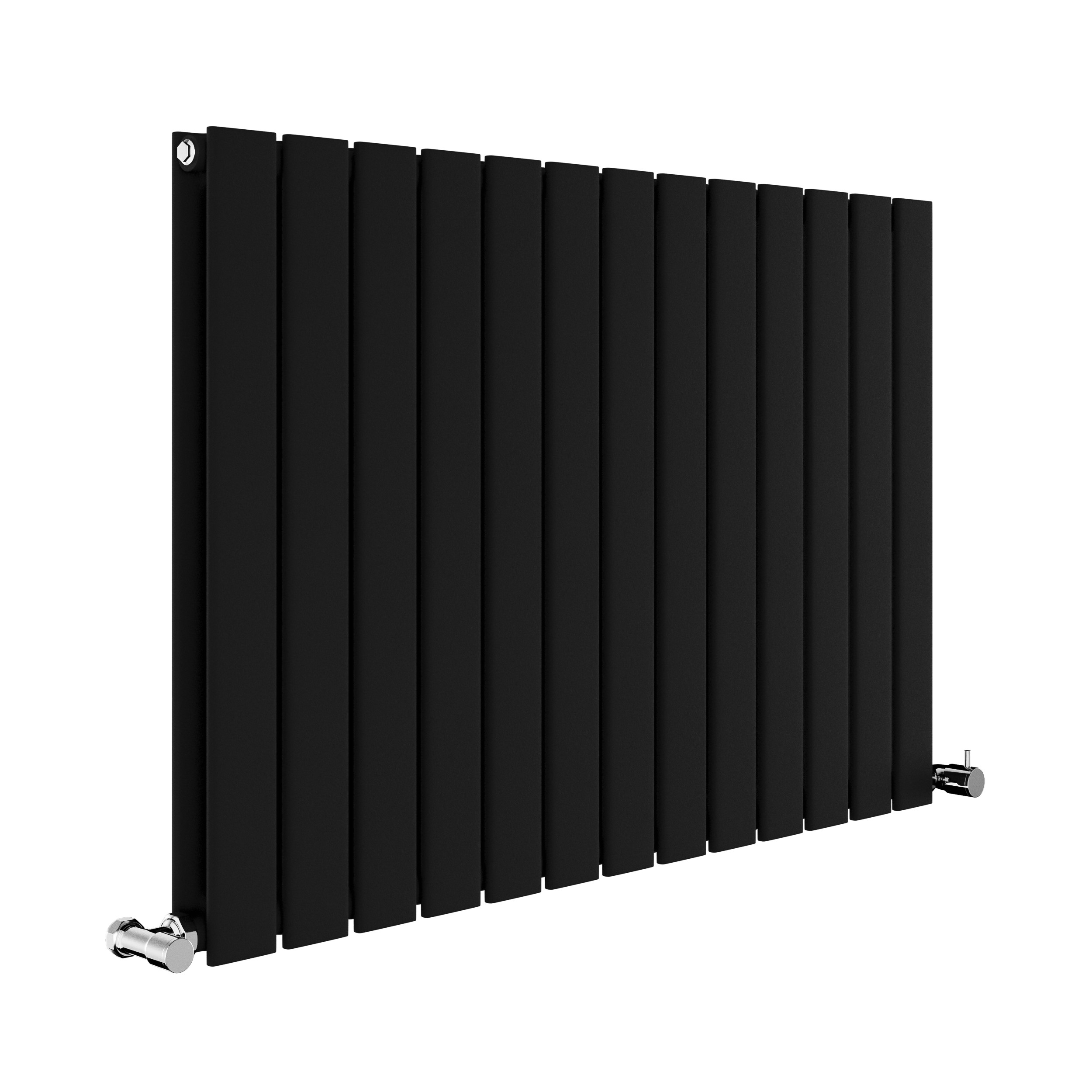 Riace Midnight Black Horizontal Flat Designer Radiator 600x884mm Double ...