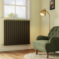Riace Midnight Black Horizontal Flat Designer Radiator 800x884mm Double Panel 3342 BTU
