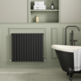 Riace Midnight Black Horizontal Flat Designer Radiator 800x884mm Double Panel 3342 BTU