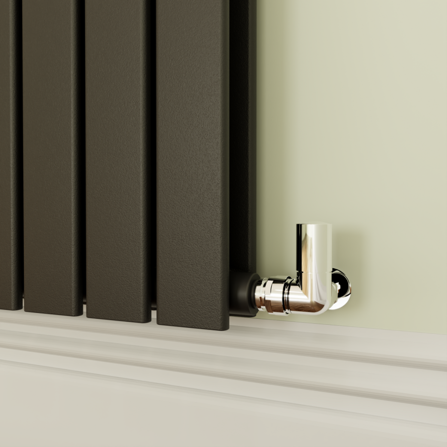 Half Wall Radiator Riace Midnight Black Horizontal Flat Designer Radiator 800x884mm Double ...