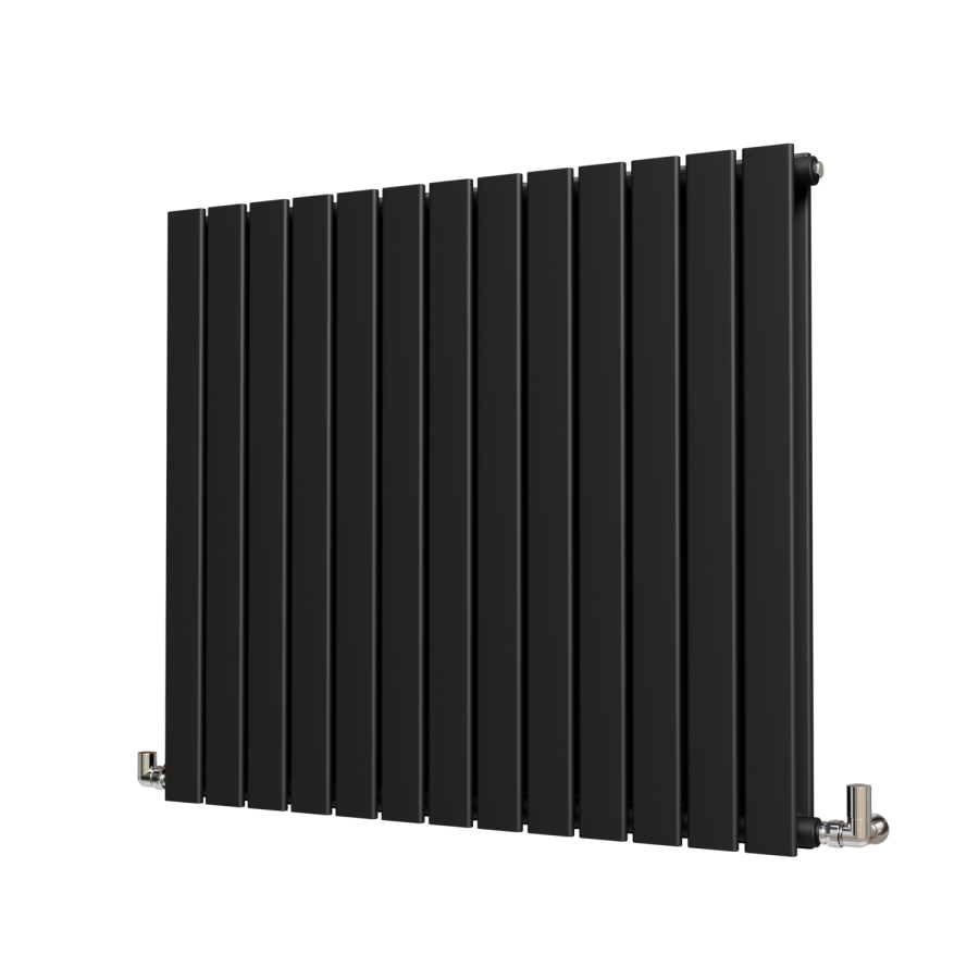 Riace Midnight Black Horizontal Flat Designer Radiator 800x884mm Double Panel 3342 BTU