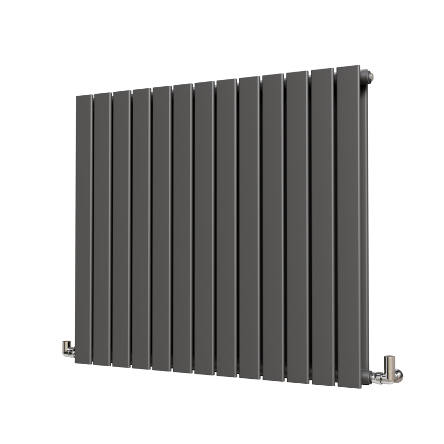 Riace Anthracite Horizontal Flat Designer Radiator 800x884mm Double Panel 3342 BTU