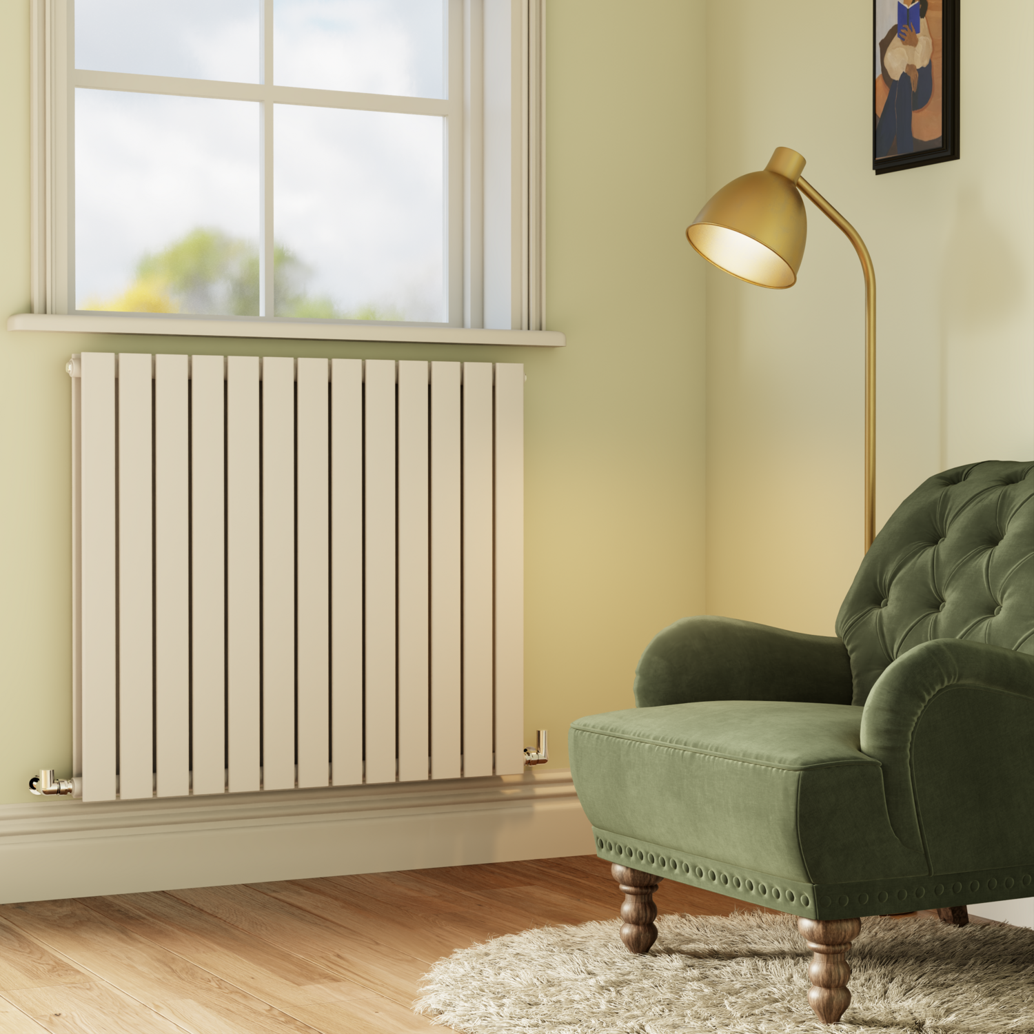 Riace White Horizontal Flat Designer Radiator 800X884mm Double Panel 4286 Btu