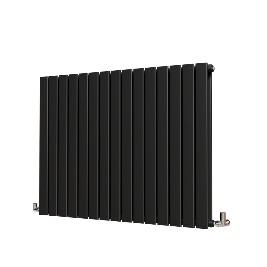 Riace Midnight Black Horizontal Flat Designer Radiator 800x1020mm Double Panel 3856 BTU