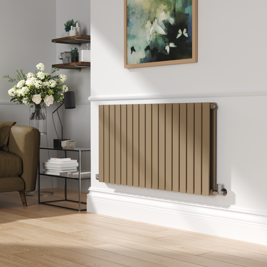 Greige Radiator Riace Beige grey Horizontal Flat Designer Radiator 600x1156mm Double ...