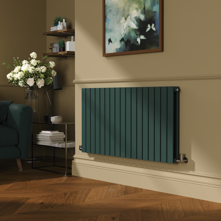 Raize Radiator Riace Evergreen Horizontal Flat Designer Radiator 600x1156mm Double ...