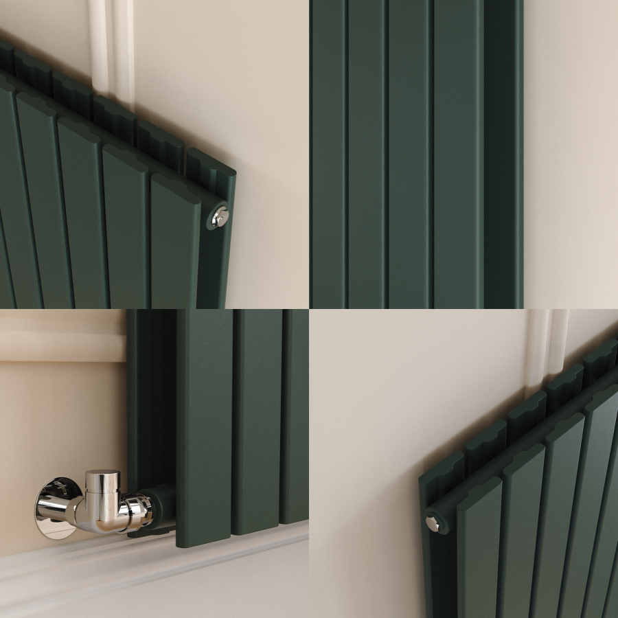 Raize Radiator Riace Evergreen Horizontal Flat Designer Radiator 600x1156mm Double ...