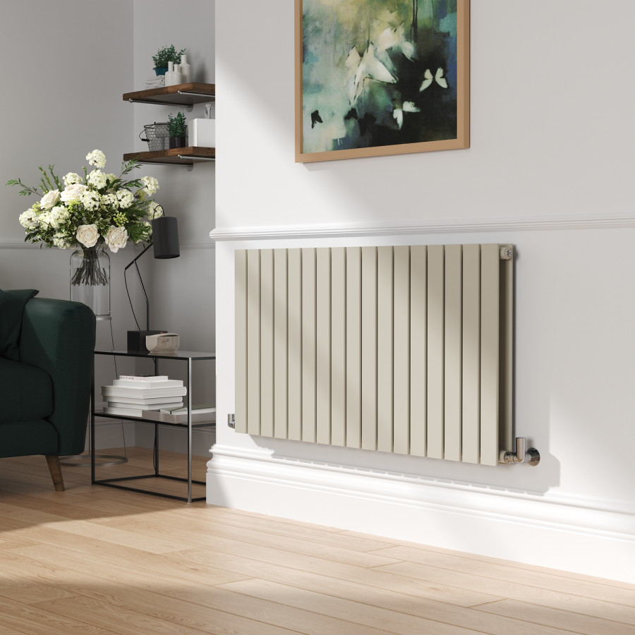 Riace Linen Horizontal Flat Designer Radiator 600x1156mm Double Panel 4370 BTU