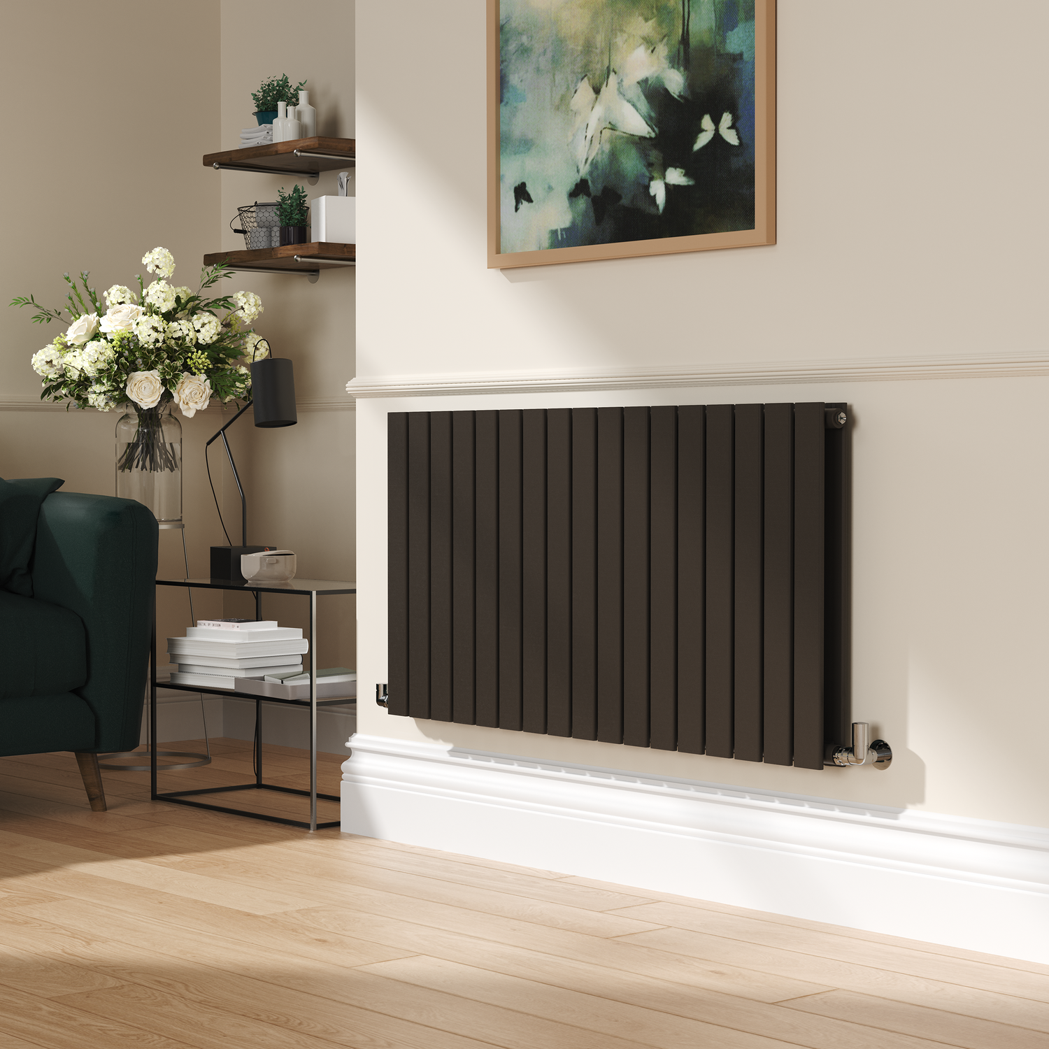 Riace Russet Horizontal Flat Designer Radiator 600X1156mm Double Panel 4370 Btu