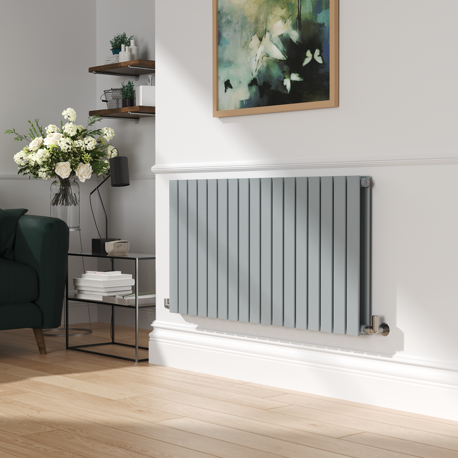 Riace Salt & Pepper Horizontal Flat Designer Radiator 600X1156mm Double Panel 4370 Btu