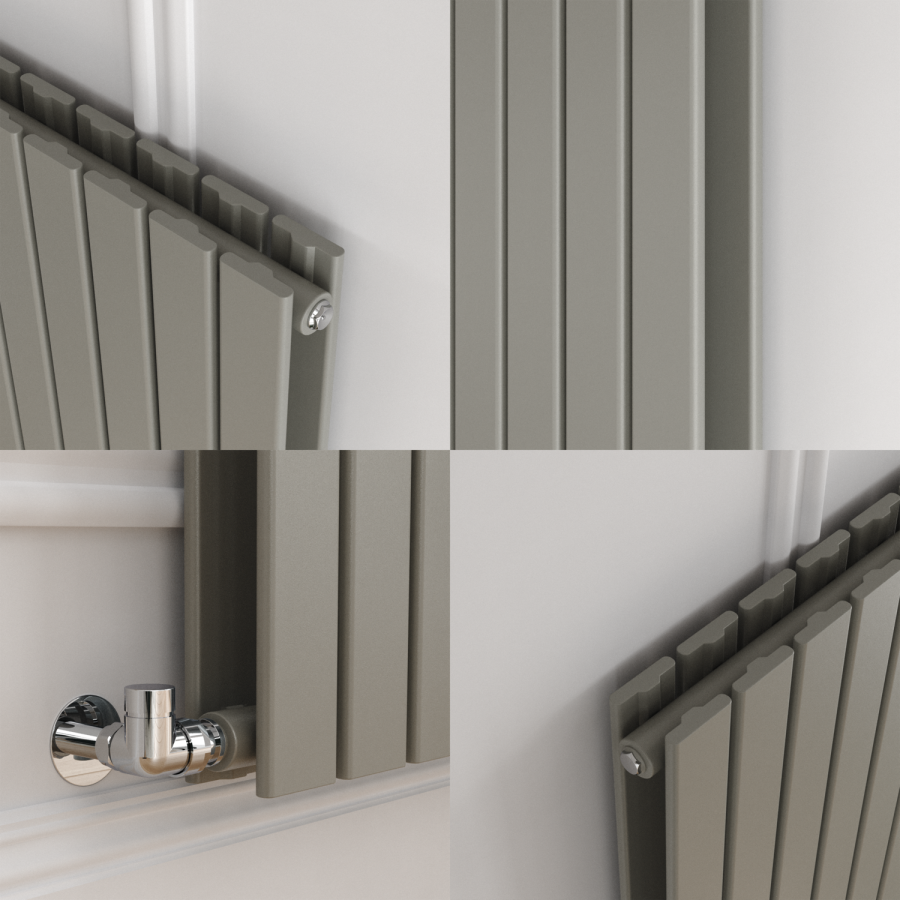 Stone Effect Radiator Riace Smoked Stone Horizontal Flat Designer Radiator 600x1156mm Double ...