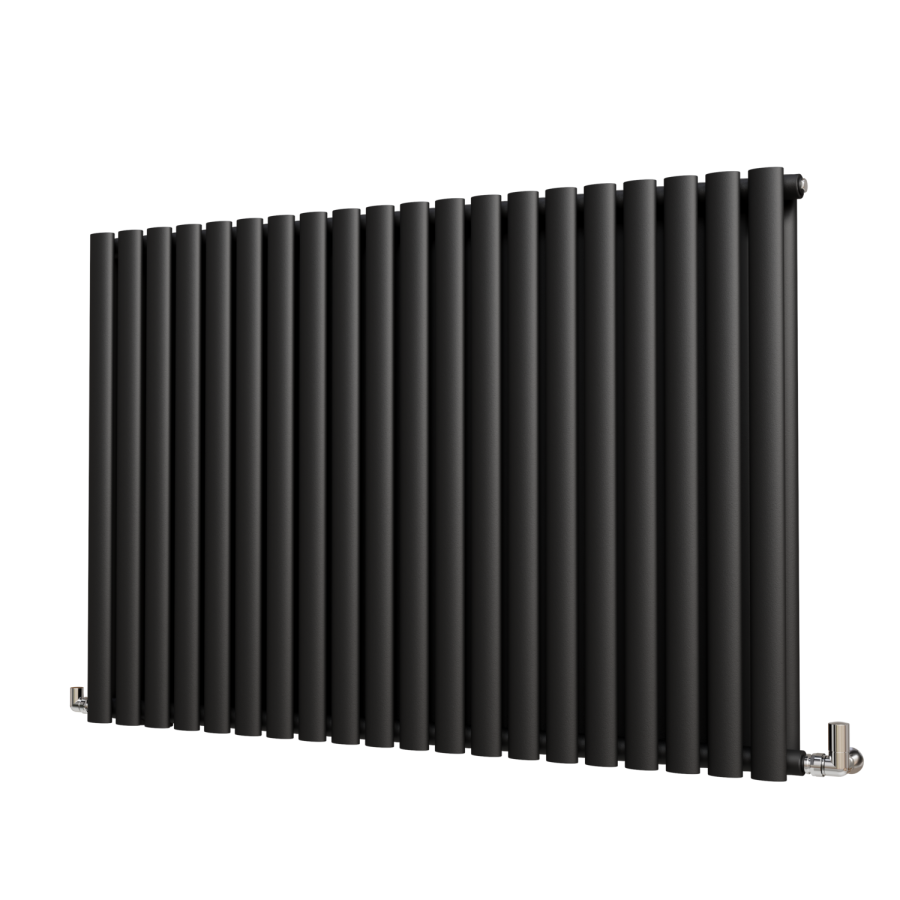 Sorrento Midnight Black Horizontal Oval Designer Radiator 800x1180mm Double Panel 4798 BTU