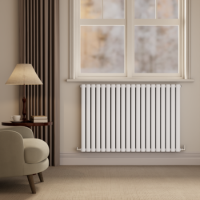 Sorrento White Horizontal Oval Designer Radiator 800x1180mm Double Panel 4798 BTU