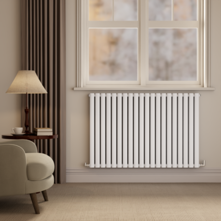 Sorrento White Horizontal Oval Designer Radiator 800x1180mm Double ...