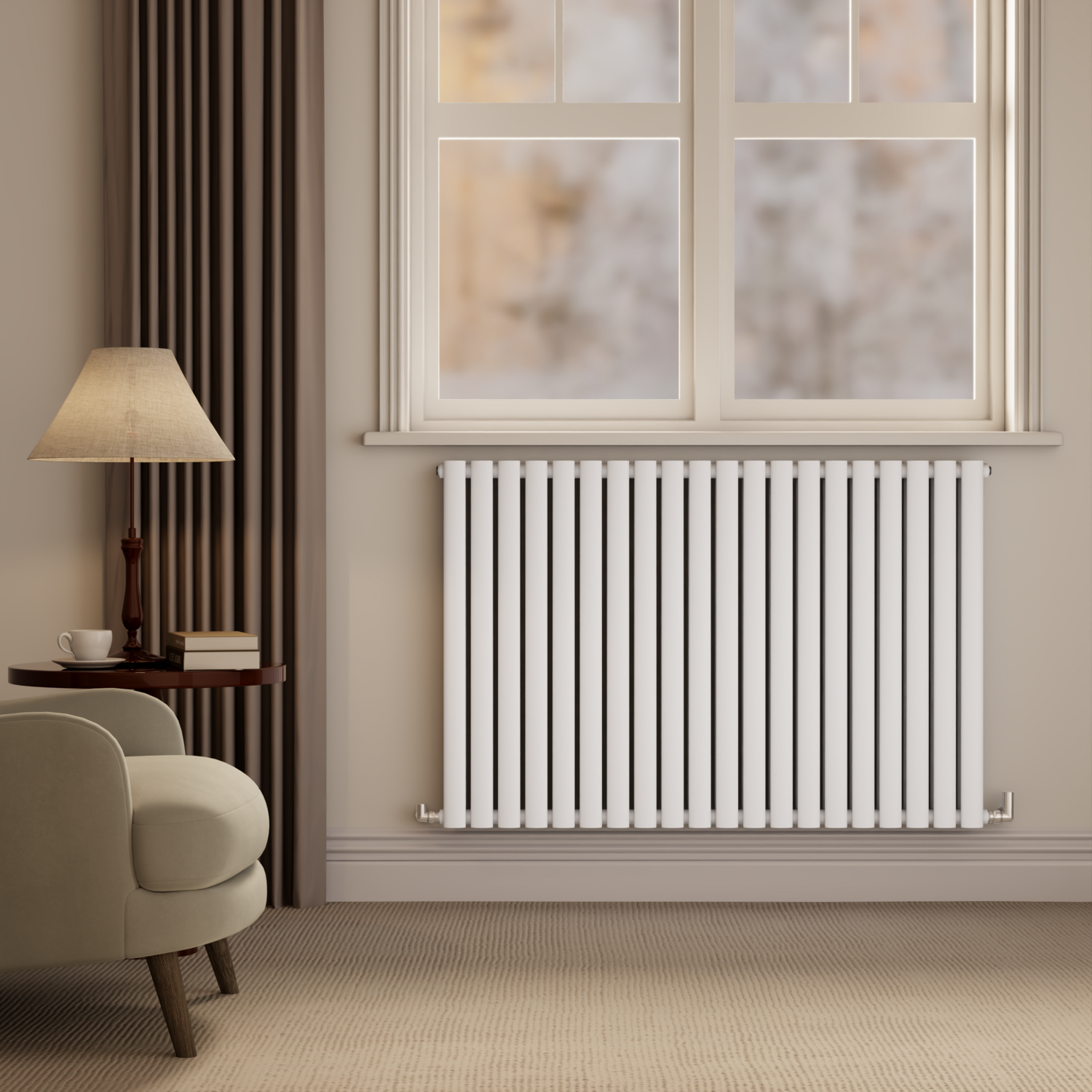 Sorrento White Horizontal Oval Designer Radiator 800X1180mm Double Panel 6087 Btu - Image 2