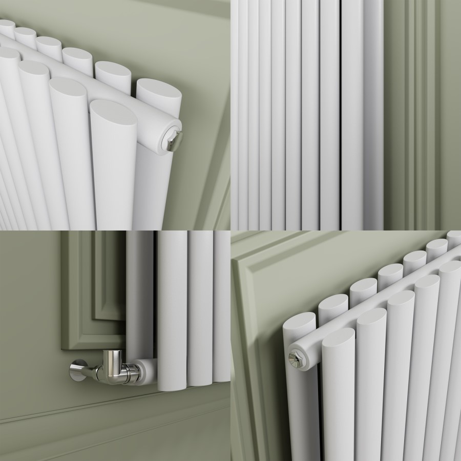 Sorrento White Horizontal Oval Designer Radiator 800x1180mm Double Panel 4798 BTU