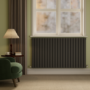 Riace Midnight Black Horizontal Flat Designer Radiator 800x1428mm Double Panel 5398 BTU