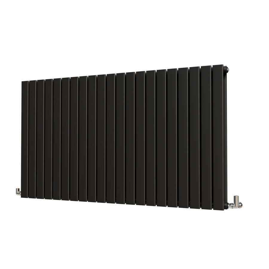 Riace Midnight Black Horizontal Flat Designer Radiator 800x1428mm Double Panel 5398 BTU