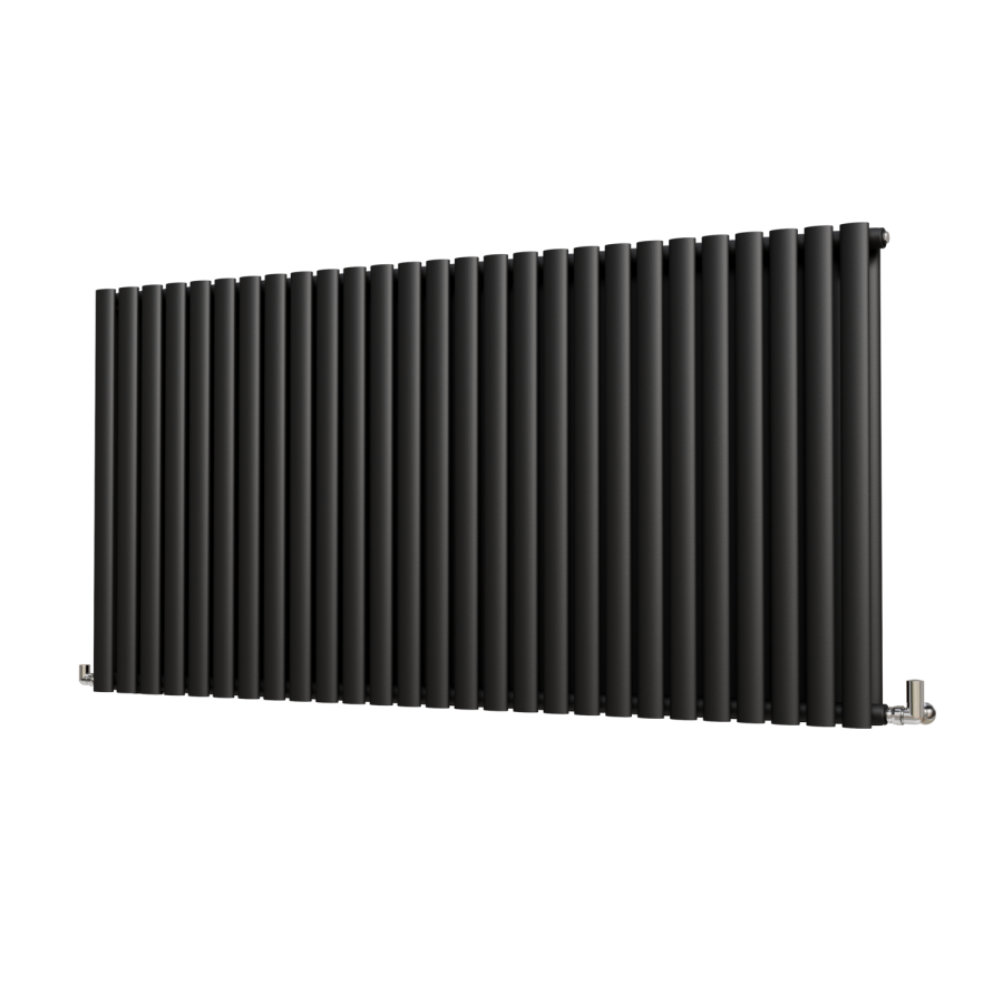 Sorrento Midnight Black Horizontal Oval Designer Radiator 800x1593mm Double Panel 6478 BTU