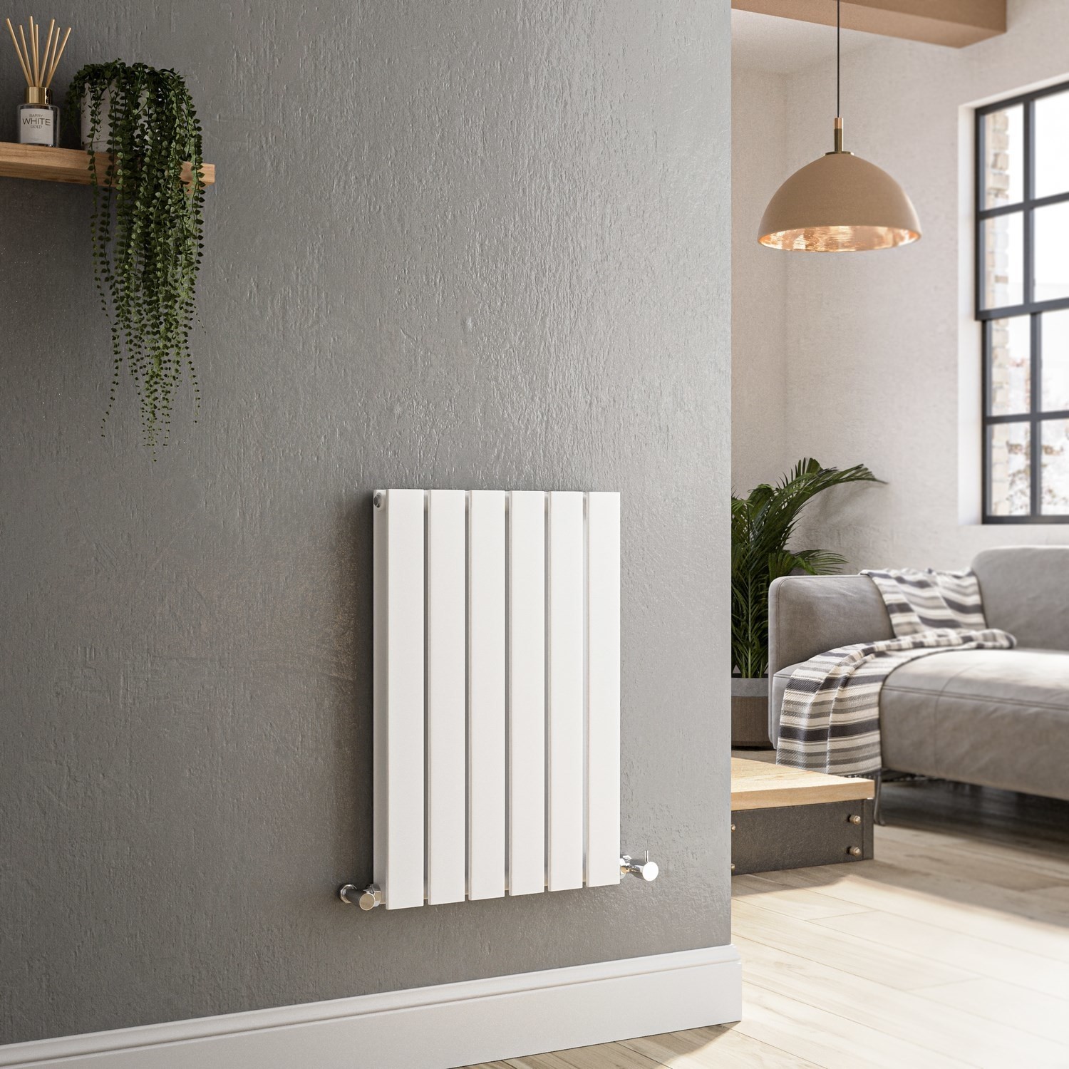 Riace White Horizontal Flat Designer Radiator 600X408mm Double Panel 1542 Btu
