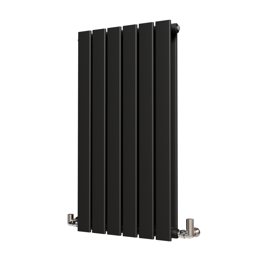 Riace Midnight Black Horizontal Flat Designer Radiator 800x408mm Double Panel 1542 BTU